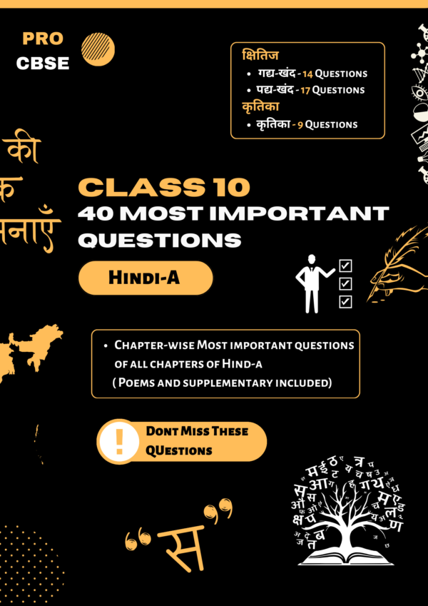 CLASS 10 40 MOST IMPORTANT QUESTIONS HINDI A
